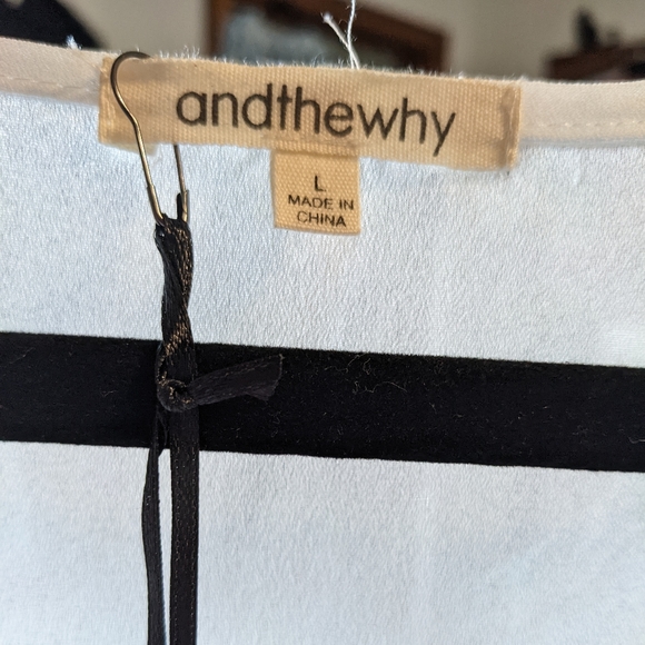 NWT andthewhy Lace Embroidered Sleeves White Sheer Top SZ Large Very 😍 - Picture 6 of 8